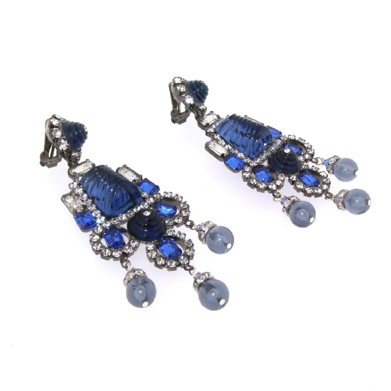 Ladies Earrings Contemporary -Statement Blue Vintage Earrings by Larry Lawrence Vrba