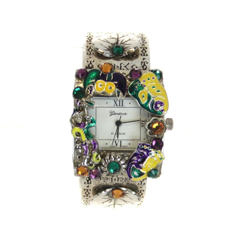 Unisex watch heart monitor -Watch Cuff Mardi Gras