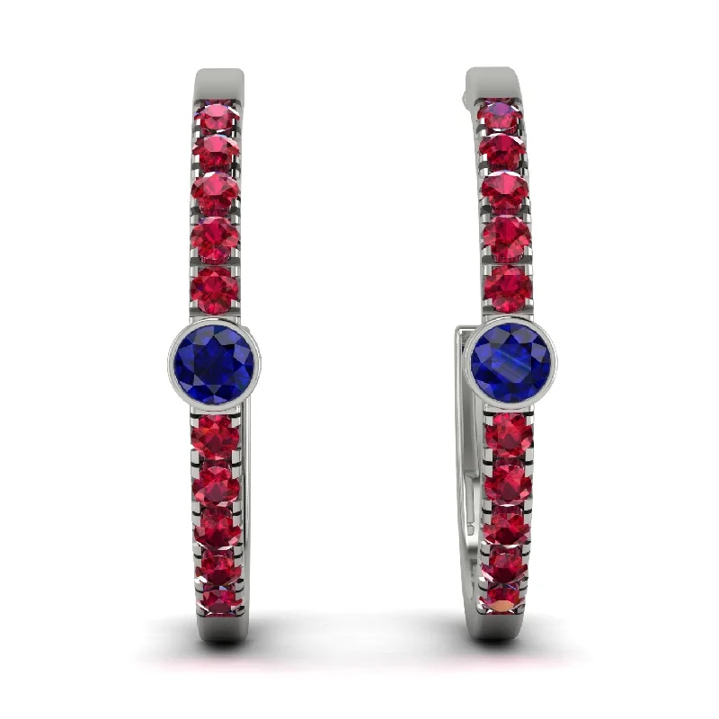 Ladies Earrings Tiered -Hoop Sapphire Earrings Micro Pave - Ansley No. 60