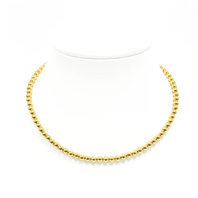 Trendy layered necklaces for women-5MM 14K Gold-Filled Ball Beaded Choker/Necklace