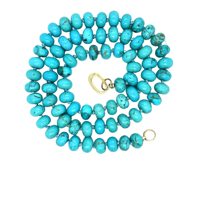 Bohemian necklaces for women-Turquoise Gemstone Bead Necklace