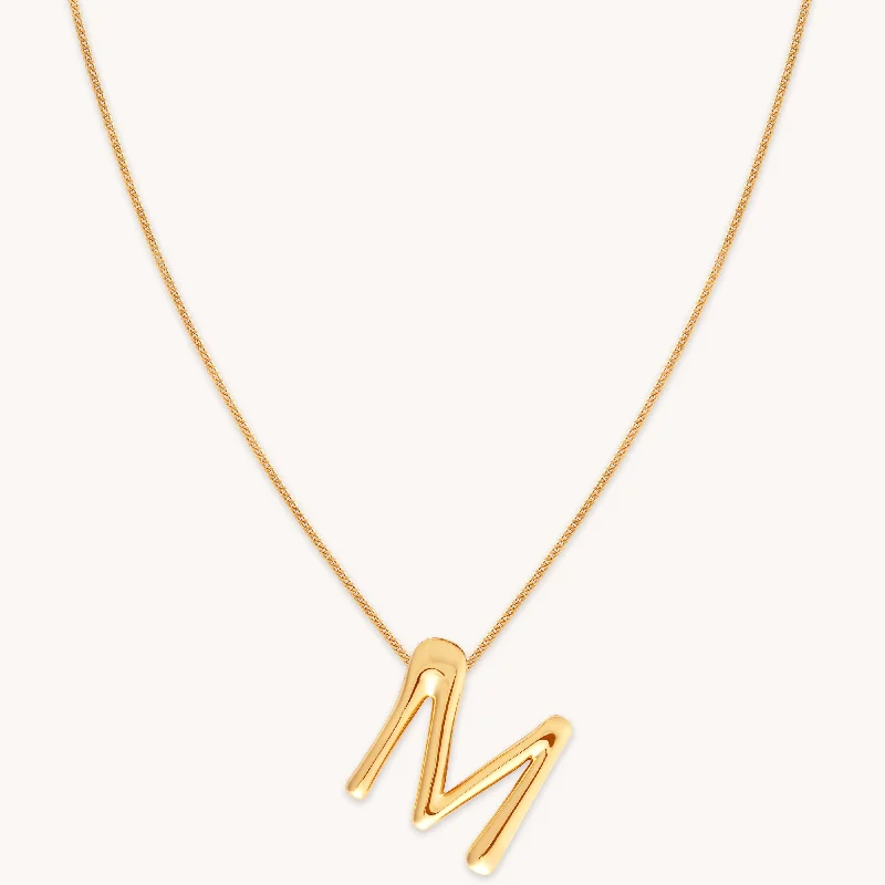 Personalized necklaces for women-M Initial Bold Pendant Necklace in Gold