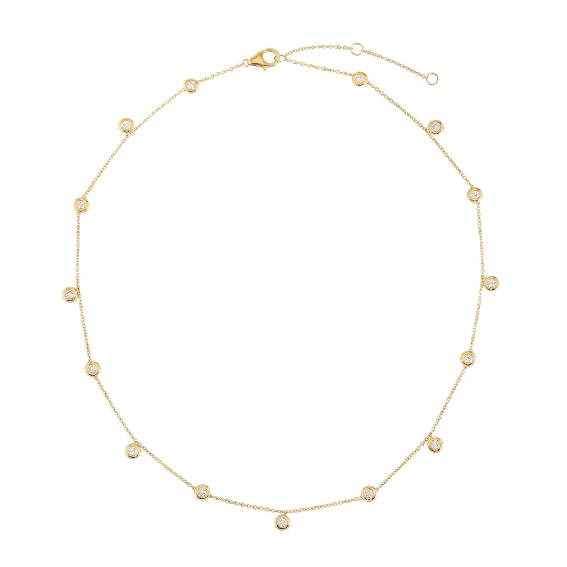 Layered gold necklaces for women-Diamond Bezel & Confetti Station Necklace