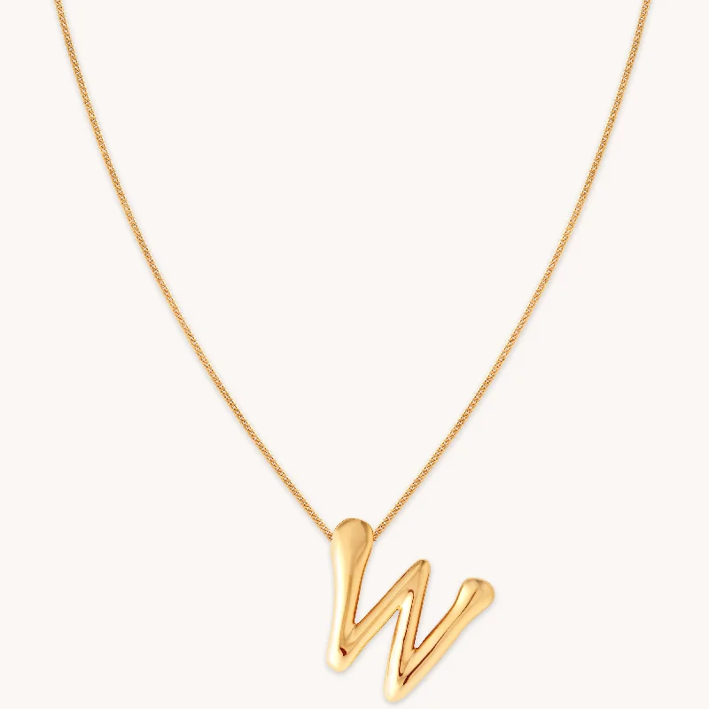 Silver chain necklaces for women-W Initial Bold Pendant Necklace in Gold