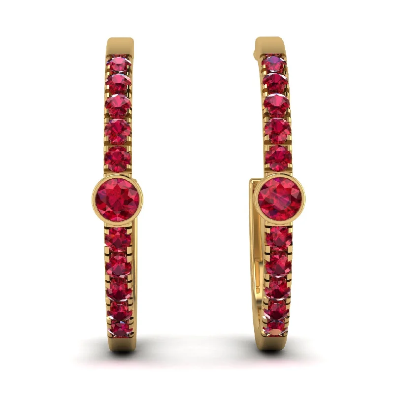 Ladies Earrings Fringe -Hoop Ruby Earrings Micro Pave - Ansley No. 55