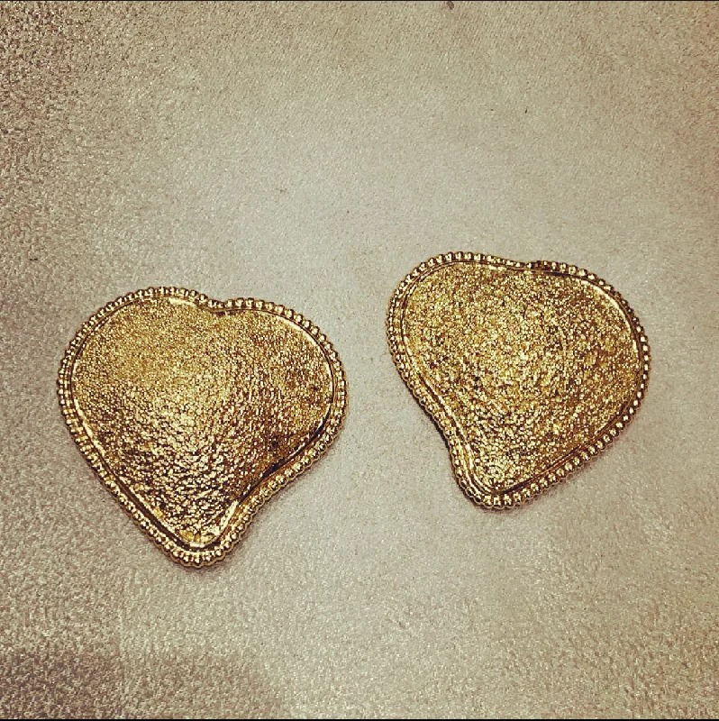 Ladies Earrings Rigid -Yves Saint Laurent Large gold heart earrings