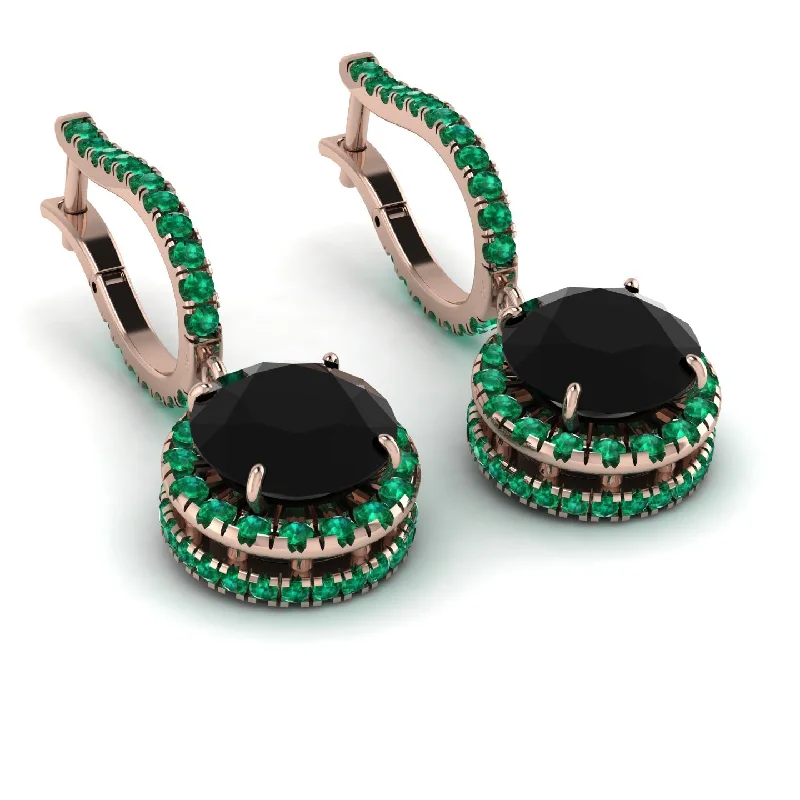 Ladies Earrings Floating -Hidden Halo Black Diamond Hoop Earrings - Catalina No. 23