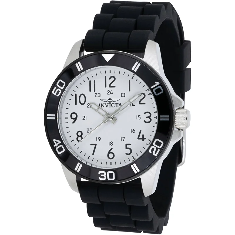 Unisex watch digital face -Invicta Women's Watch - Pro Diver Quartz White Dial Black Silicone Strap | 43630