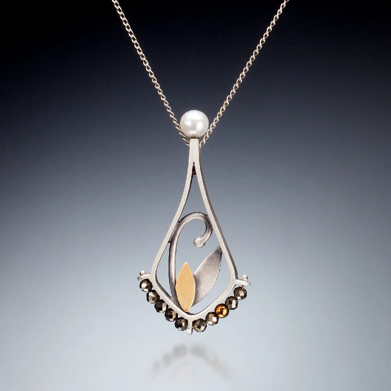 Birthstone pendant necklaces for women-Mixed Metal Teardrop Necklace