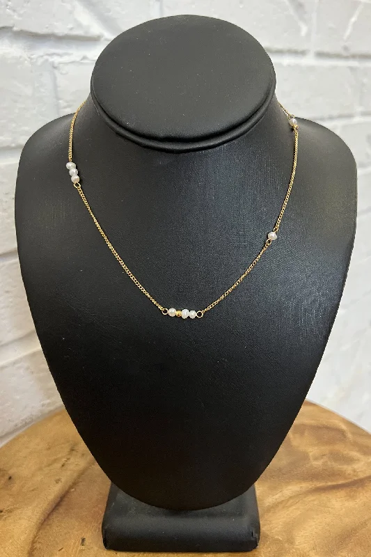 Crystal chain necklaces for women-18K Maria Dainty Pearl Necklace