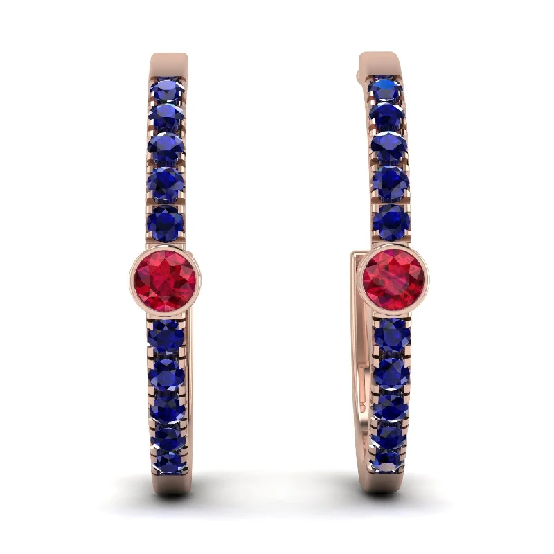 Ladies Earrings Embroidered -Hoop Ruby Earrings Micro Pave - Ansley No. 71