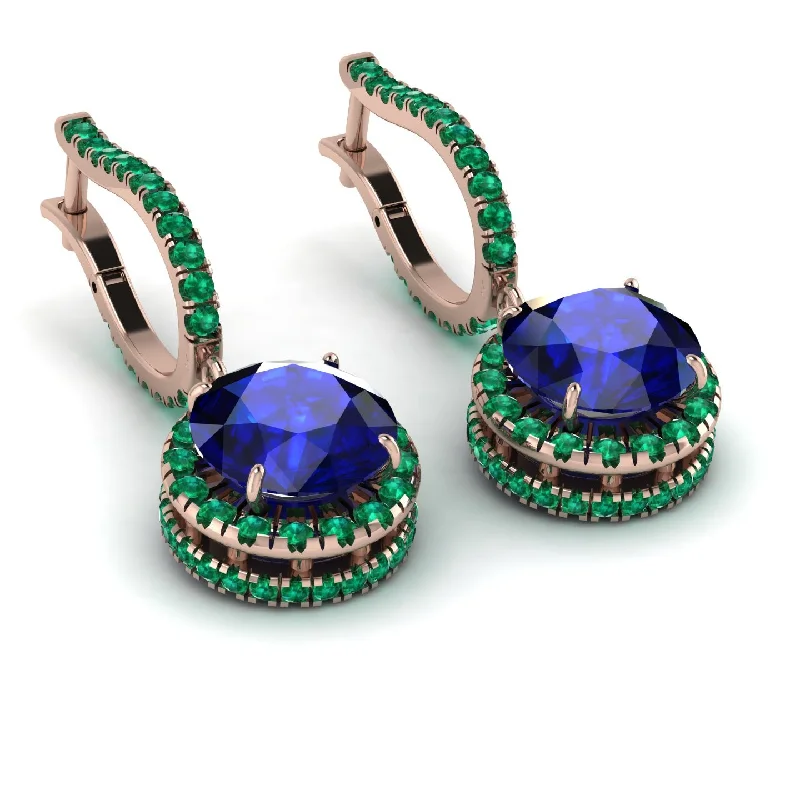 Ladies Earrings Rotating -Hidden Halo Sapphire Hoop Earrings - Catalina No. 29