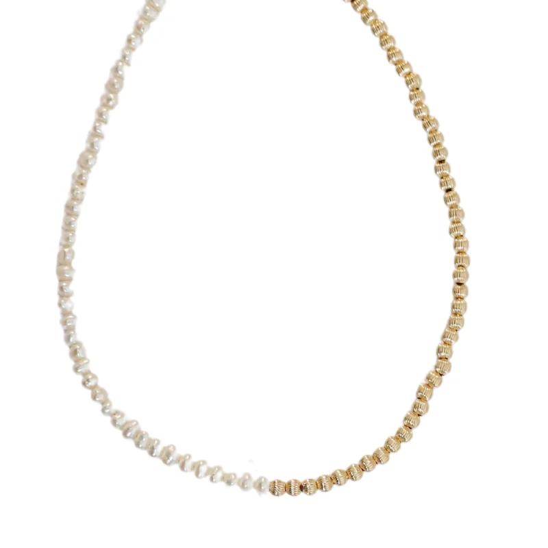 Beaded necklaces for women-"LIV" 14k gold-filled & pearl beaded Choker/Necklace