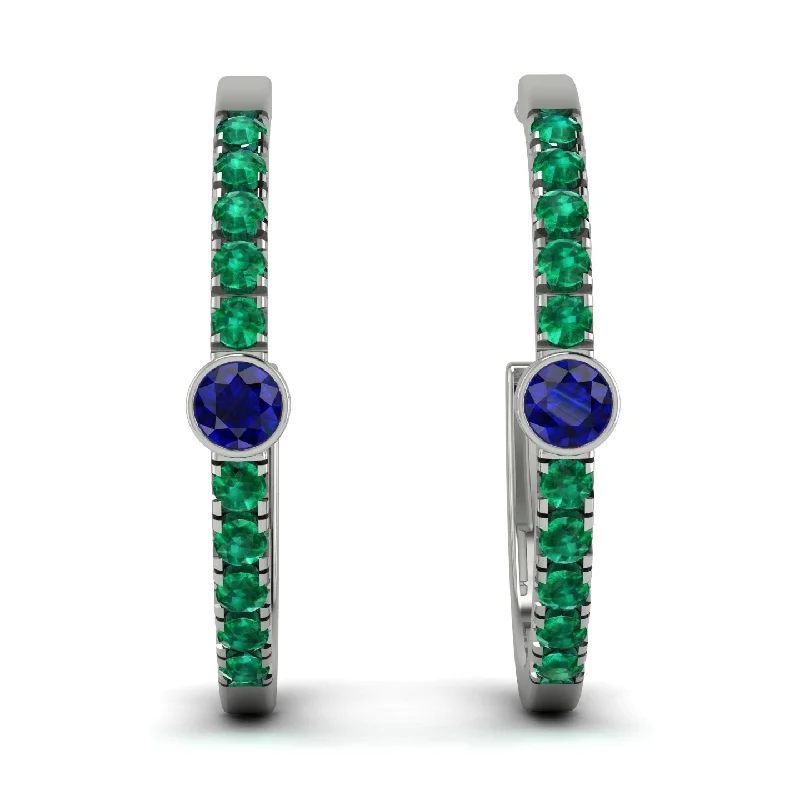 Ladies Earrings Tribal -Hoop Sapphire Earrings Micro Pave - Ansley No. 30