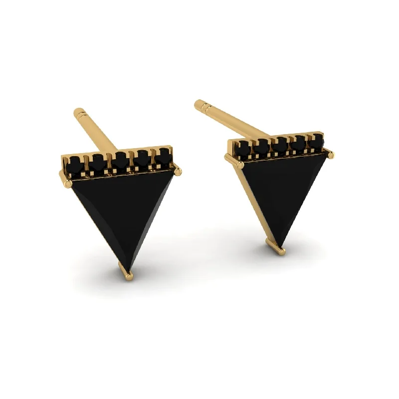 Ladies Earrings Bamboo -Triangle Black Diamond Earrings Stud - Kairi No. 7