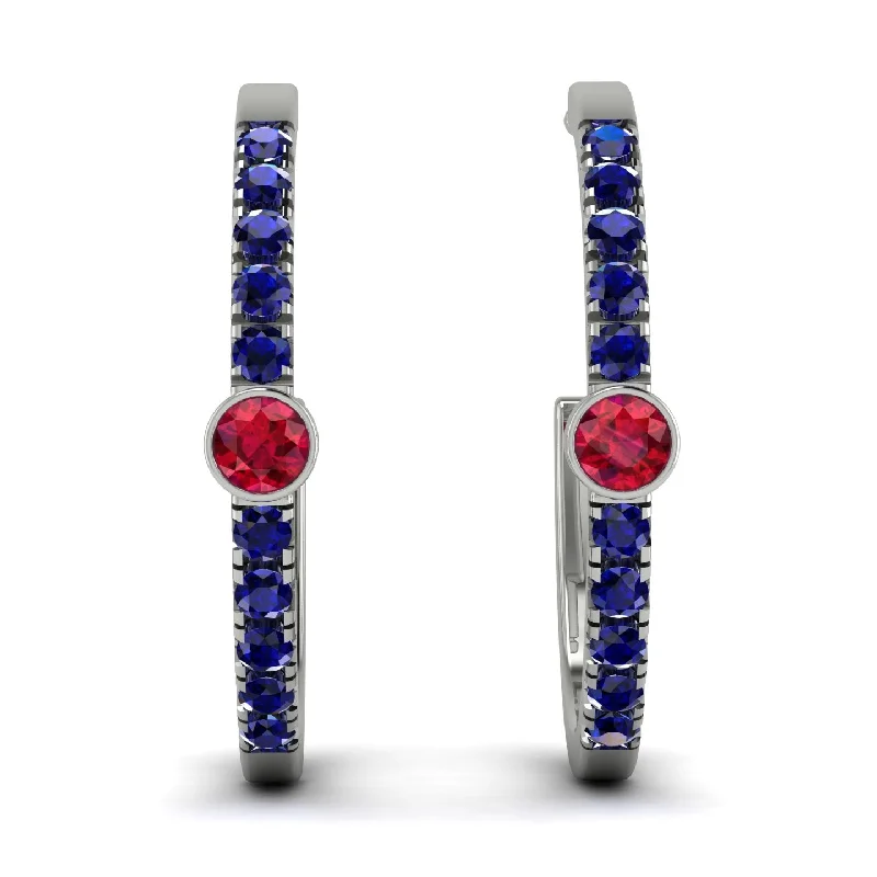 Ladies Earrings Fabric -Hoop Ruby Earrings Micro Pave - Ansley No. 72