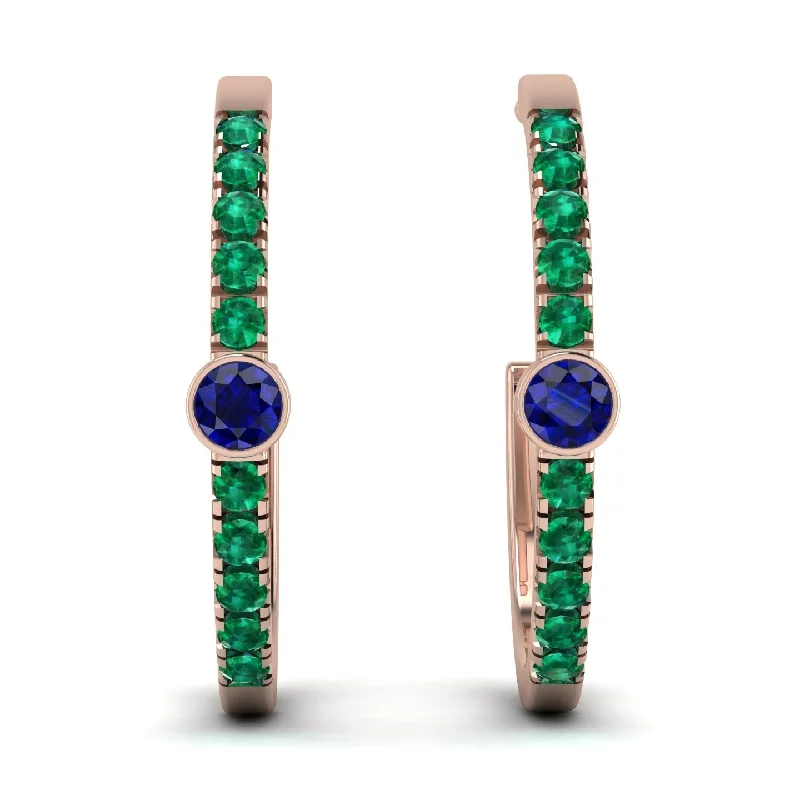 Ladies Earrings Constellation -Hoop Sapphire Earrings Micro Pave - Ansley No. 29