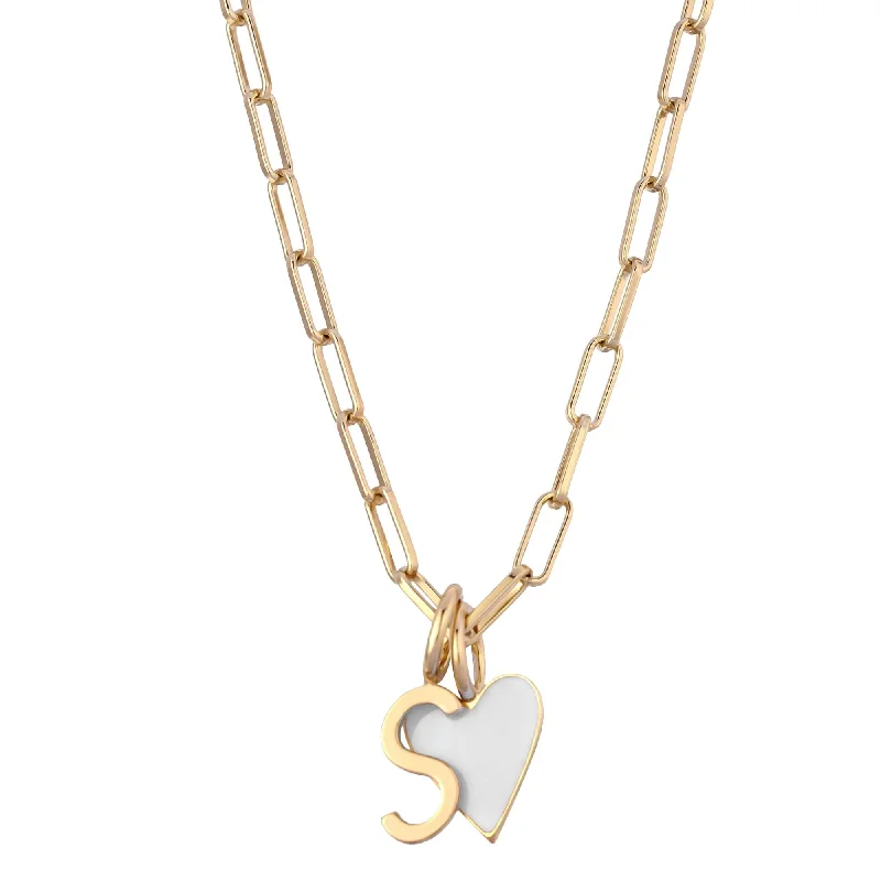 Gold chain necklaces for women-Cara White Enamel Charm Necklace