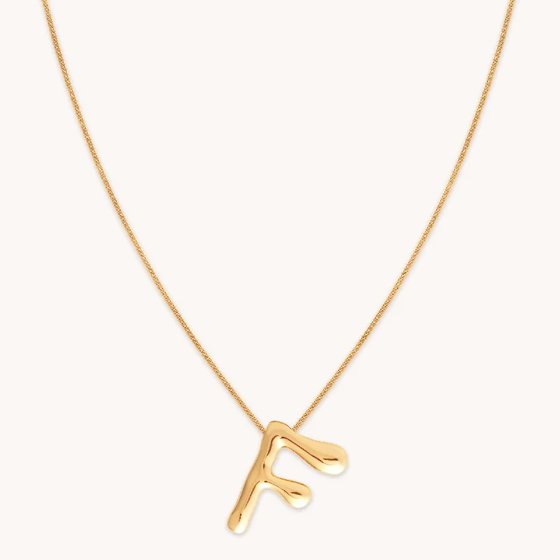 Pearl necklaces for women-F Initial Bold Pendant Necklace in Gold