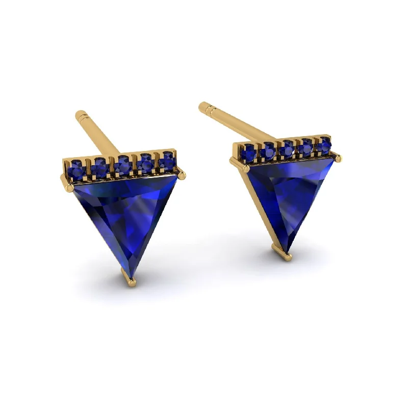 Ladies Earrings Ceramic -Triangle Sapphire Earrings Stud - Kairi No. 13