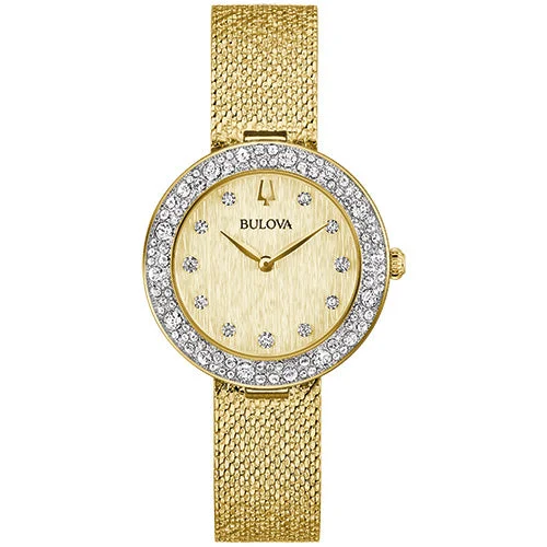 Unisex watch gold casing -Bulova Stainless Steel Dress/Classic BUL Ladies Watch