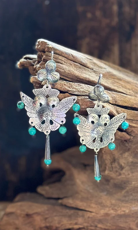 Ladies Earrings Sharp -FREDERICO JIMENEZ Silver and Turquoise Bird Earrings