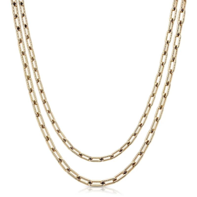 Matching pendant necklaces for women-Double Medium Link Chain Necklace