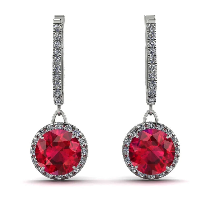 Ladies Earrings Ripple -Hidden Halo Ruby Hoop Earrings - Catalina No. 12