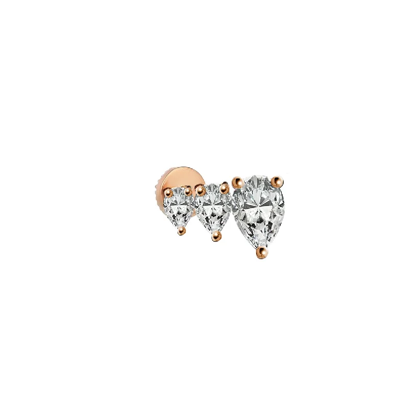 Ladies Earrings Sun -3 Pear Diamond Piercing Earring