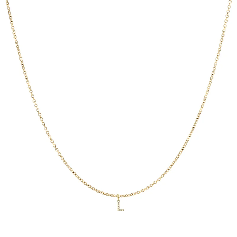 Colored gold necklaces for women-Mini Custom Diamond Initial Necklace