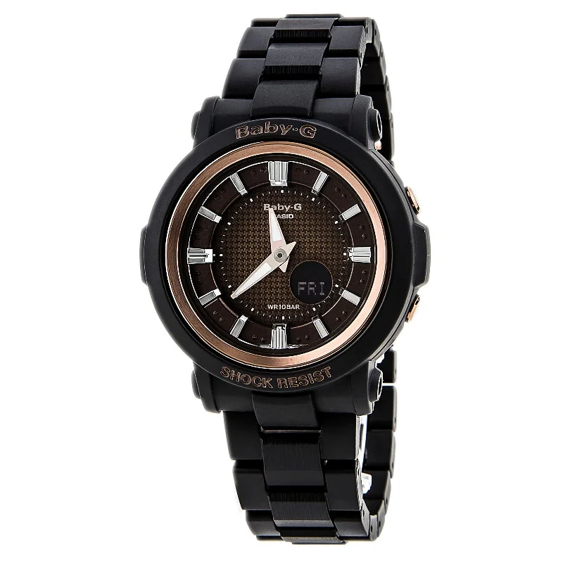 Unisex watch dial size -Casio Women's Baby-G Brown Ana-Digi Dial Black Fine Resin Alarm Watch | BGA301-1A