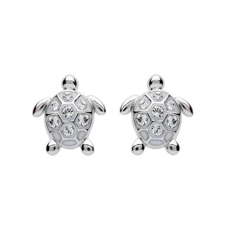 Ladies Earrings Oxidized -Stud Turtle Earrings With Swarovski® Crystals