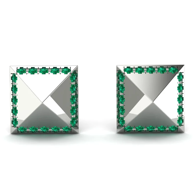 Ladies Earrings Upper Ear -Square Emerald Earrings - Elora No. 6