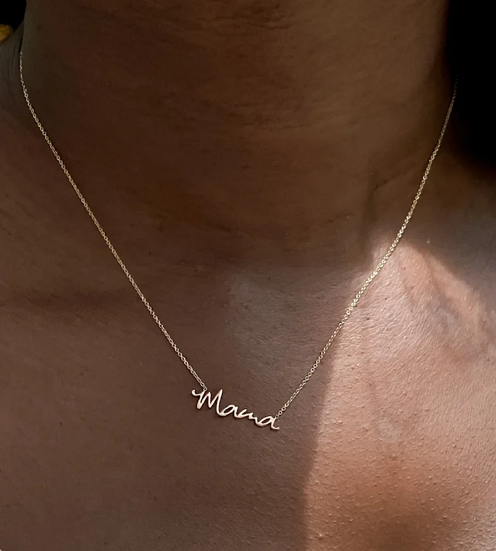 Classic necklaces for women-14K Personalized Cursive Nameplate Necklace