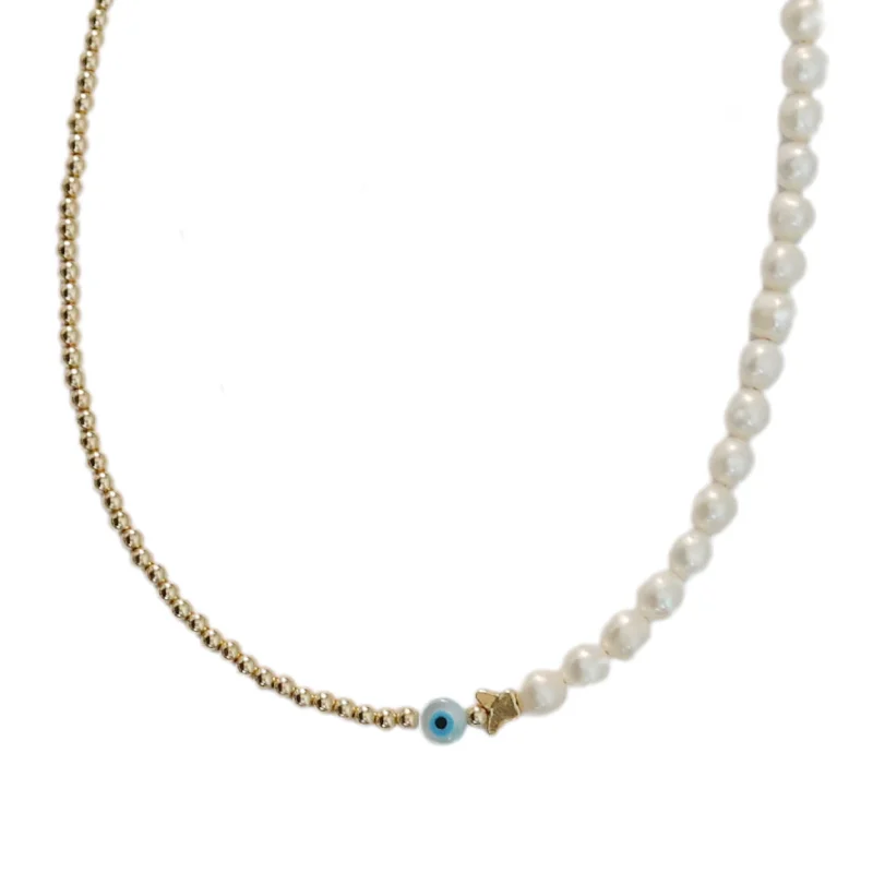 Friendship necklaces for women-"HAZEL" 14k gold-filled & pearl beaded Choker/Necklace