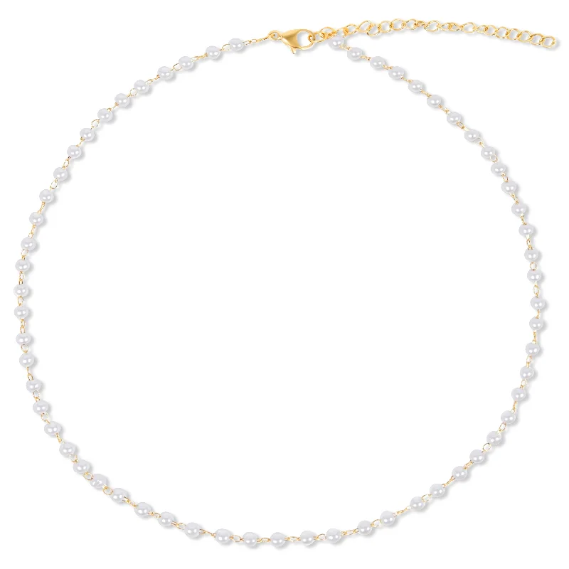 Long statement necklaces for women-Sheena Dainty Pearl Choker Necklace