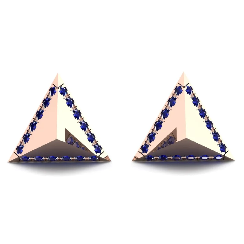 Ladies Earrings Lever Back -Triangle Sapphire Earrings Geometrical - Milan No. 14