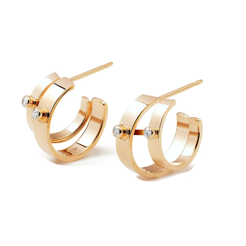 Ladies Earrings Stainless Steel -Double Facing Hoops