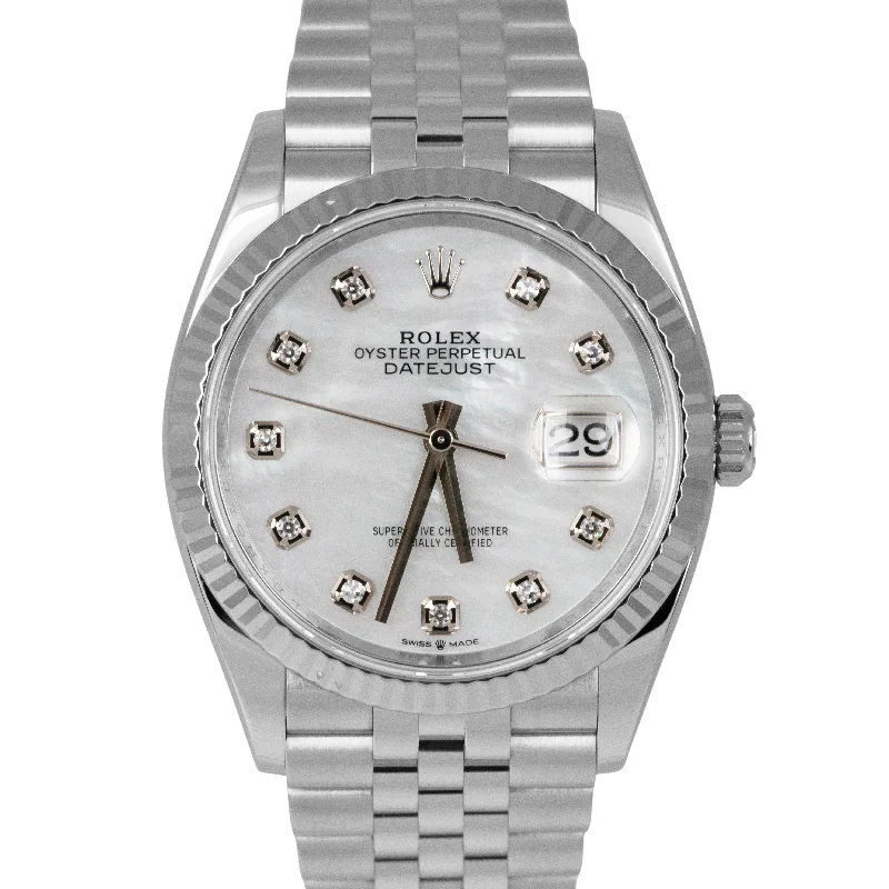 Unisex watch spring release -MINT NEW PAPERS Rolex DateJust 36 MOP DIAMOND Steel Jubilee Watch 126234 BOX