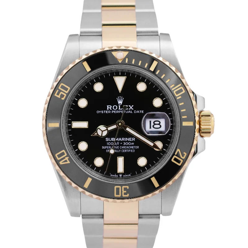 Unisex watch nylon design -2022 PAPERS Rolex Submariner Date 41mm Ceramic BLACK Two-Tone 18K 126613 LN BOX