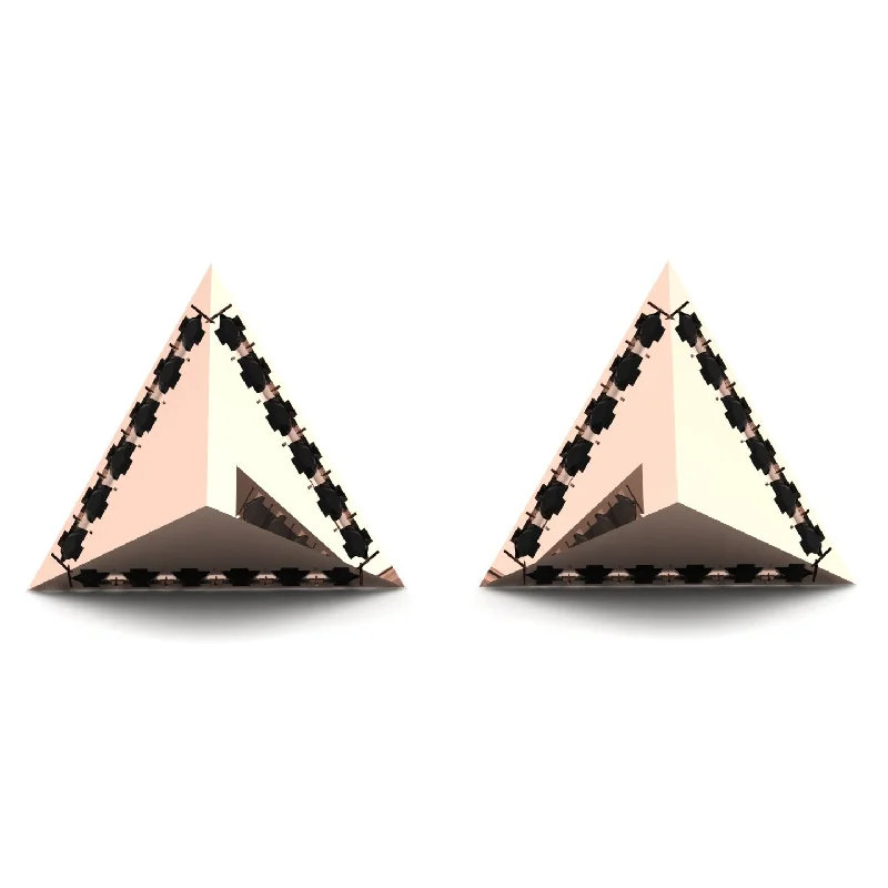 Ladies Earrings Pierced -Triangle Black Diamond Earrings Geometrical - Milan No. 8