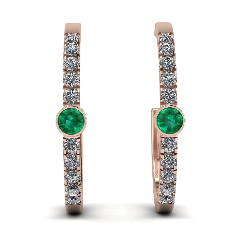 Ladies Earrings Top Rated -Hoop Emerald Earrings Micro Pave - Ansley No. 5