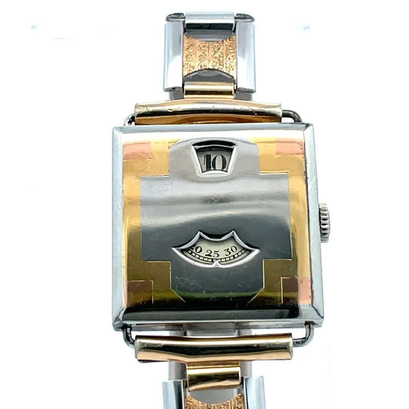 Unisex watch white strap -Rare 18K Haas Neveux Art Deco Digital Wristwatch