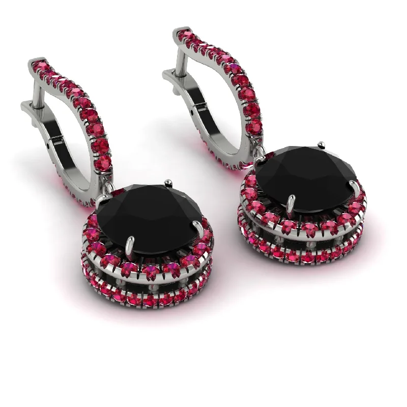 Ladies Earrings Urban -Hidden Halo Black Diamond Hoop Earrings - Catalina No. 54