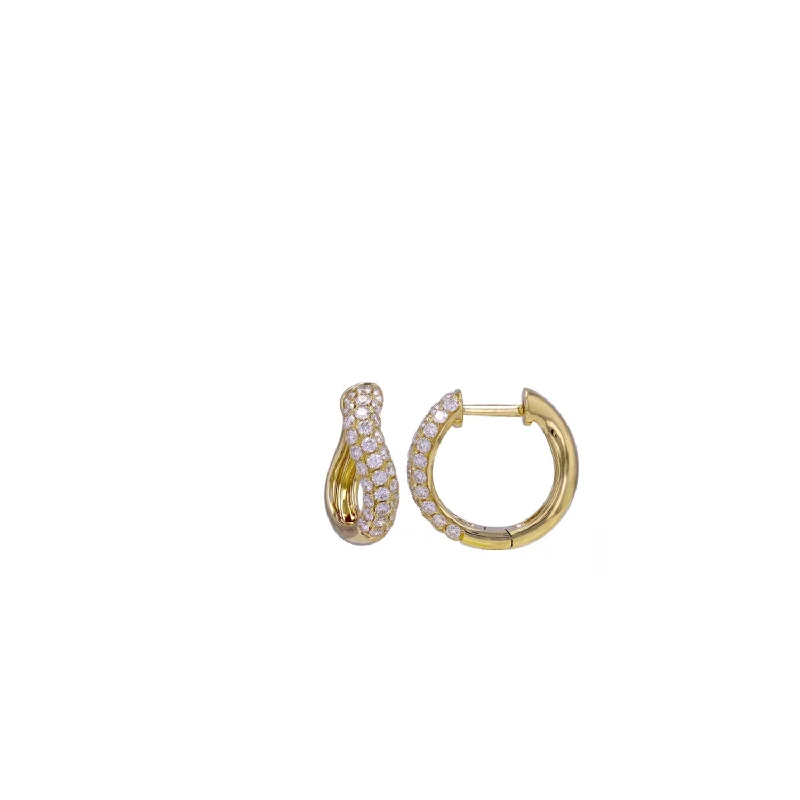 Ladies Earrings Enamel -Curved Pave Huggies