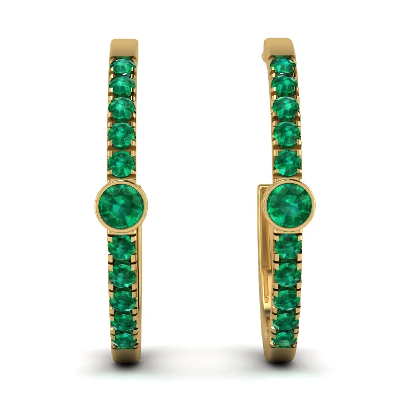 Ladies Earrings Zodiac -Hoop Emerald Earrings Micro Pave - Ansley No. 19