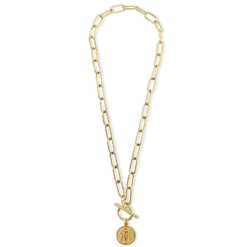 Fancy necklaces for women-Rowan Toggle Chain Coin Necklace