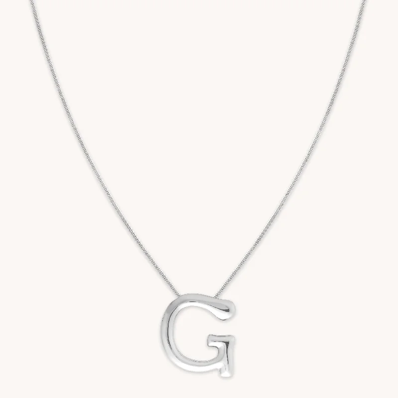 Bridesmaid necklaces for women-G Initial Bold Pendant Necklace in Silver