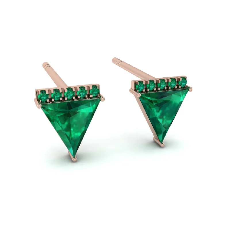 Ladies Earrings Felt -Triangle Emerald Earrings Stud - Kairi No. 5