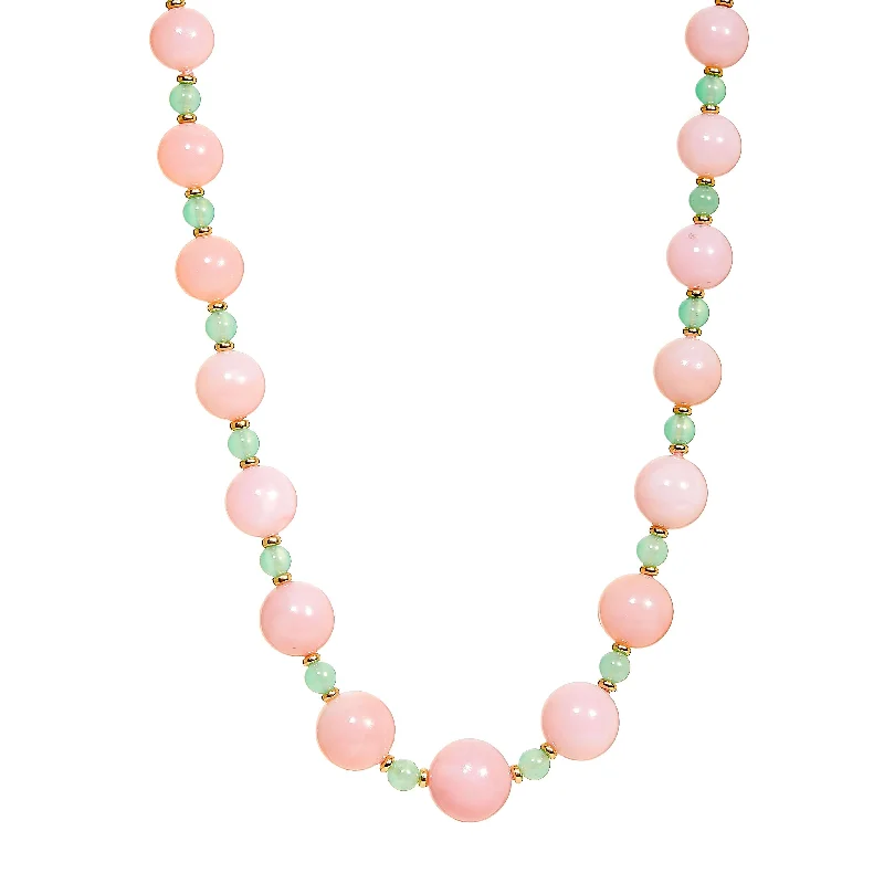 Layered pearl necklaces for women-23 inch Pink Opal Bead Necklace